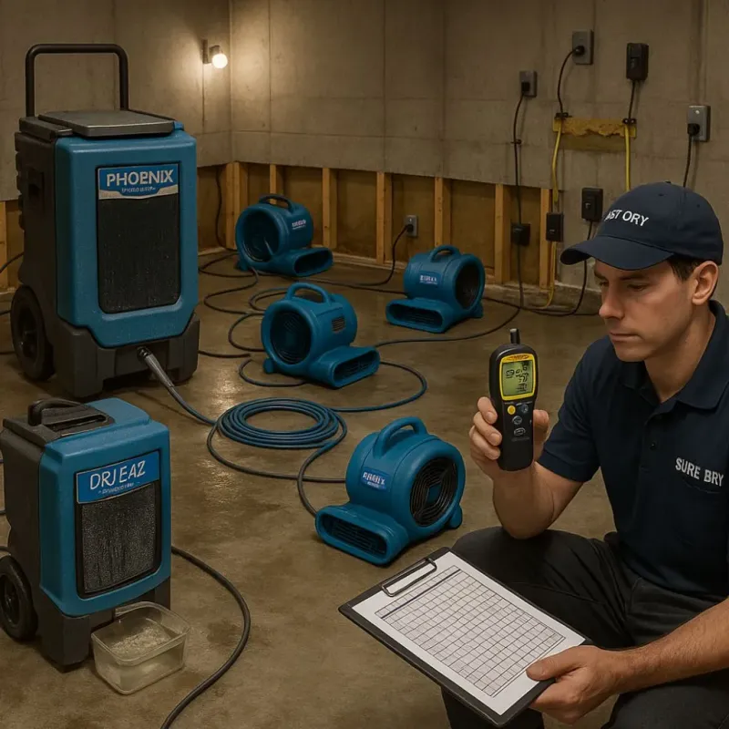 Structural Drying and Dehumidification process in Belgium, WI